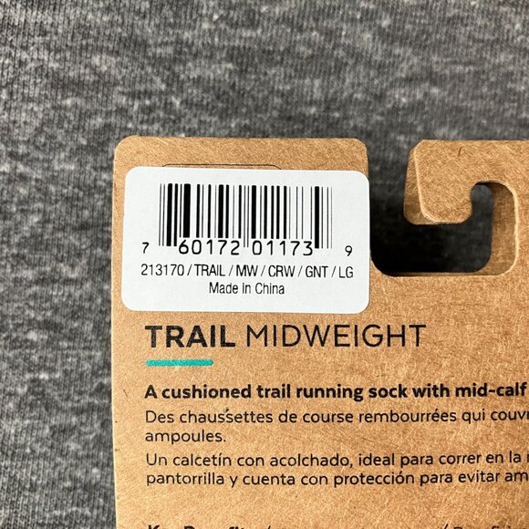 2-Pack Injinji Toe Socks Trail Midweight Crew L Granite - Picture 7 of 11